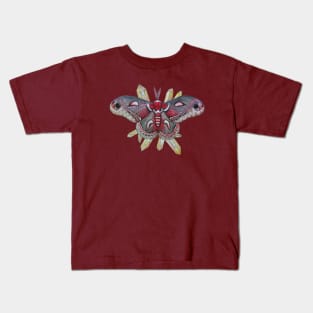 Cecropia Moth and citrine, Hyalophora cecropia Kids T-Shirt